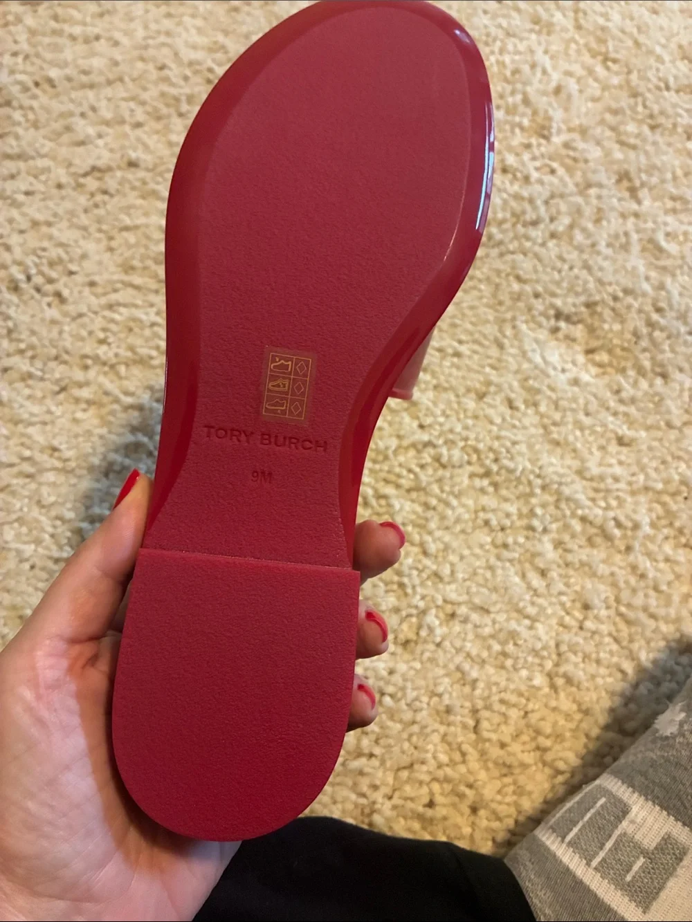 Tory Burch Red Patent Logo Slide Sandal